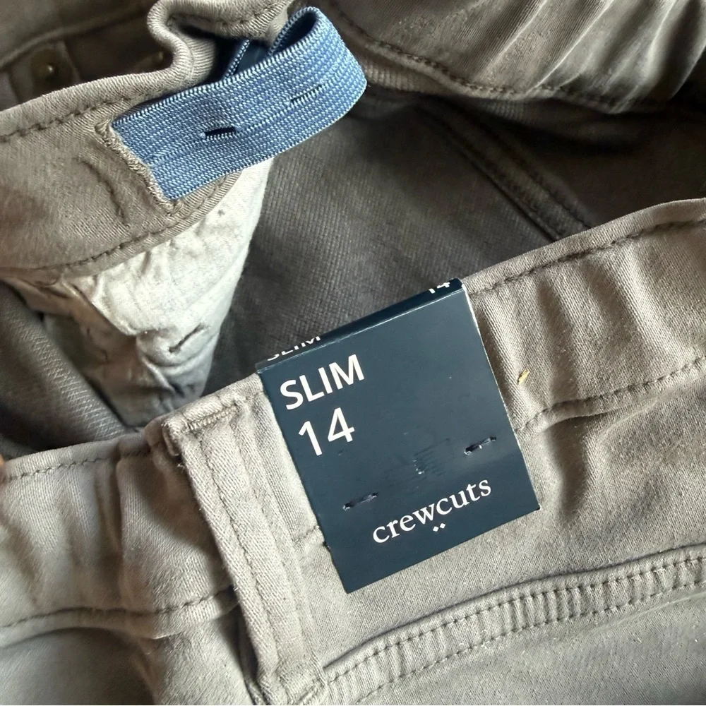 Crewcuts by J.Crew Boys Slim Fit Pants Gray Adjustable Waist Size 14 NEW W TAG